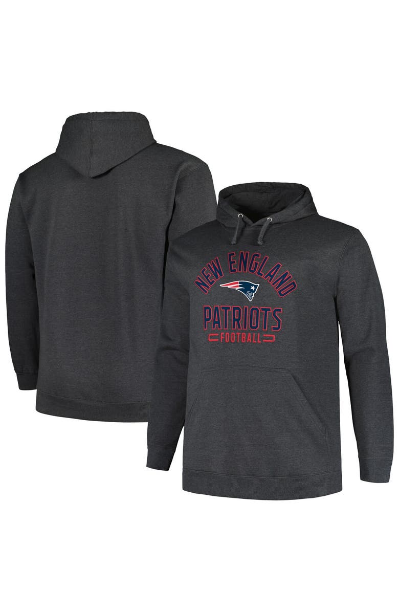 FANATICS Men's Fanatics Branded Heather Charcoal New England Patriots Big & Tall Pullover Hoodie, Alternate, color,
