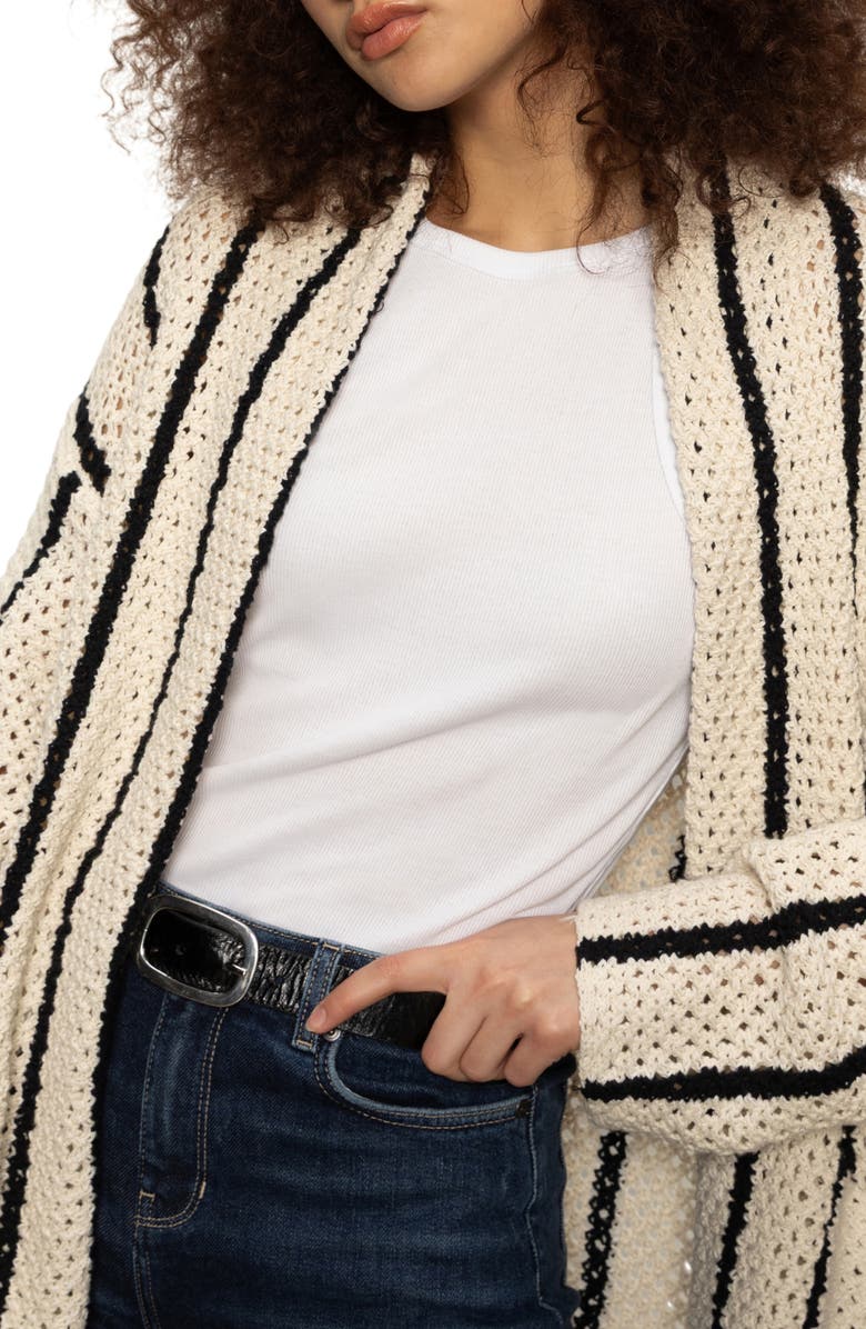 Sanctuary Open Stitch Stripe Cotton Beach Cardigan, Alternate, color, 