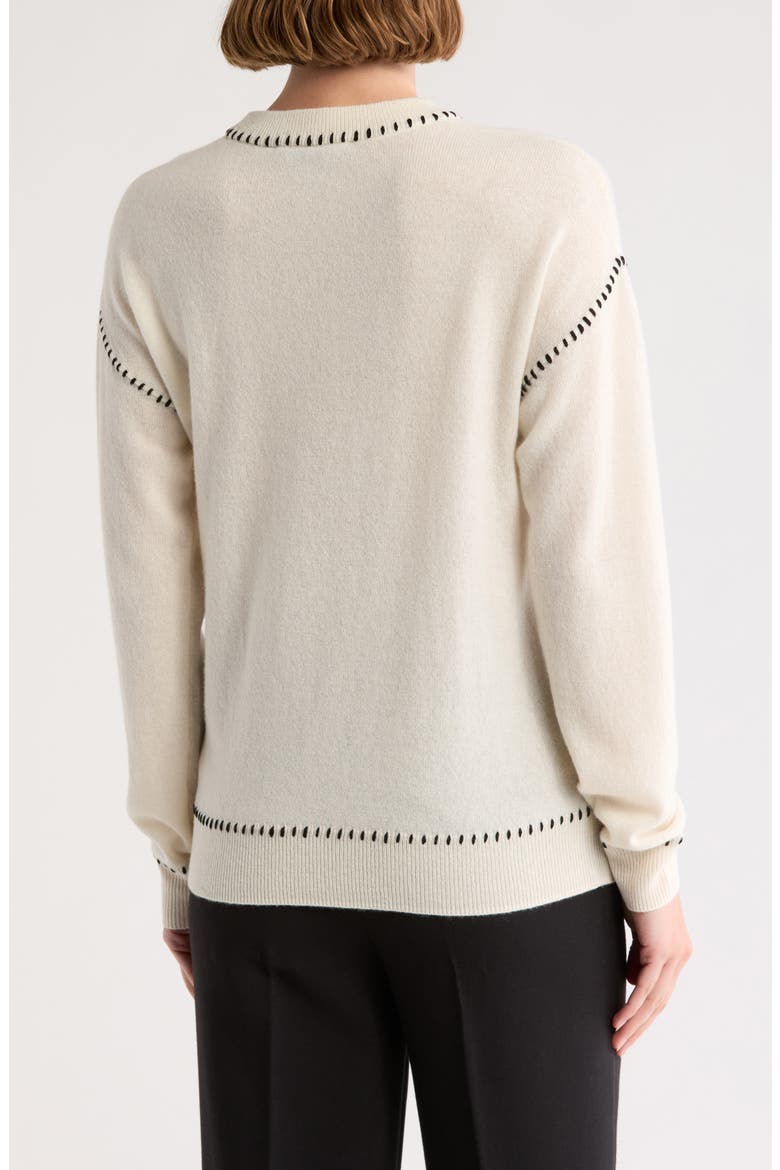Whipstich Cashmere Crew Sweater, Alternate, color, IVORY