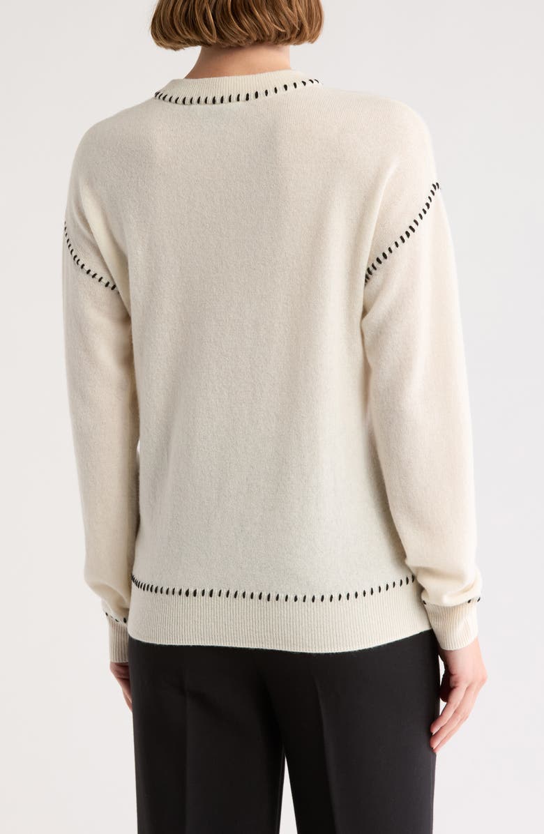Bruno Magli Whipstich Cashmere Crew Sweater, Alternate, color, Ivory