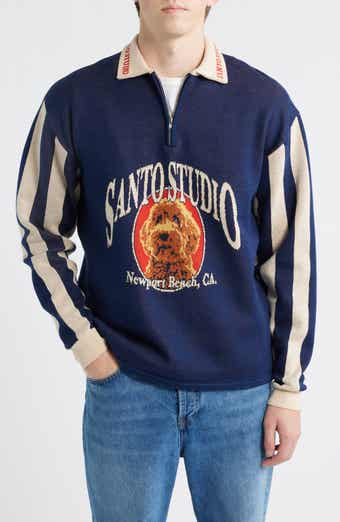 SANTO STUDIO Maple Country Club Jacquard Cotton Graphic Polo Sweater