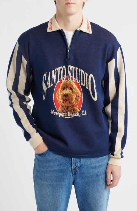 SANTO STUDIO Maple Country Club Jacquard Cotton Graphic Polo Sweater