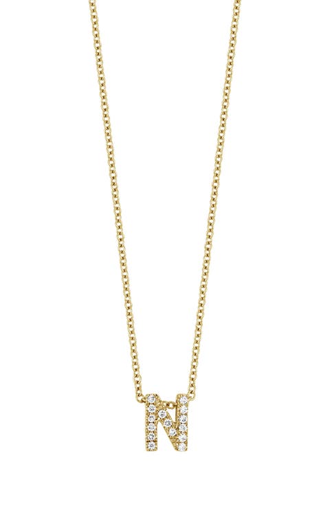 18k Gold Pavé Diamond Initial Pendant Necklace