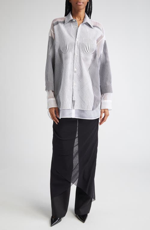Jean Paul Gaultier The Petit Grand Pinstripe Body Morphing Button-up Shirt