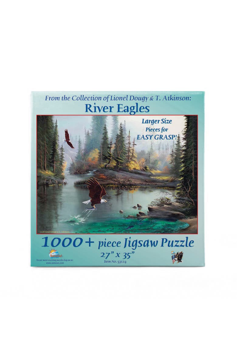Sunsout River Eagles 1000 piece Jigsaw Puzzle for Adults Large Pieces, Alternate, color, Multicolor