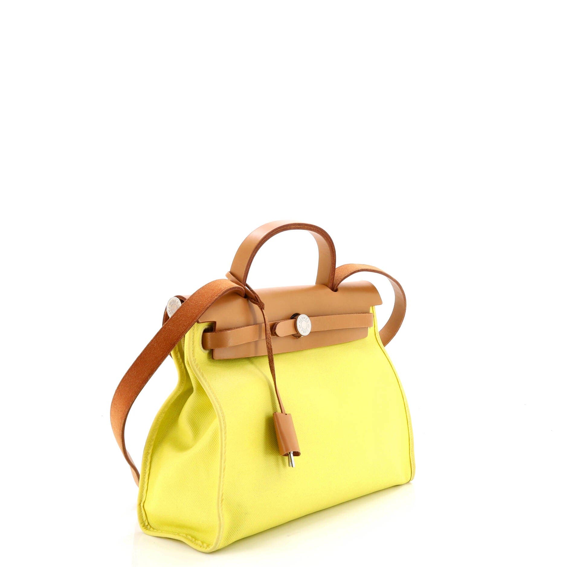 Pre-Owned Hermes Herbag Zip Berline Vache Canvas and Leather 31, Alternate, color, Jaune Citron