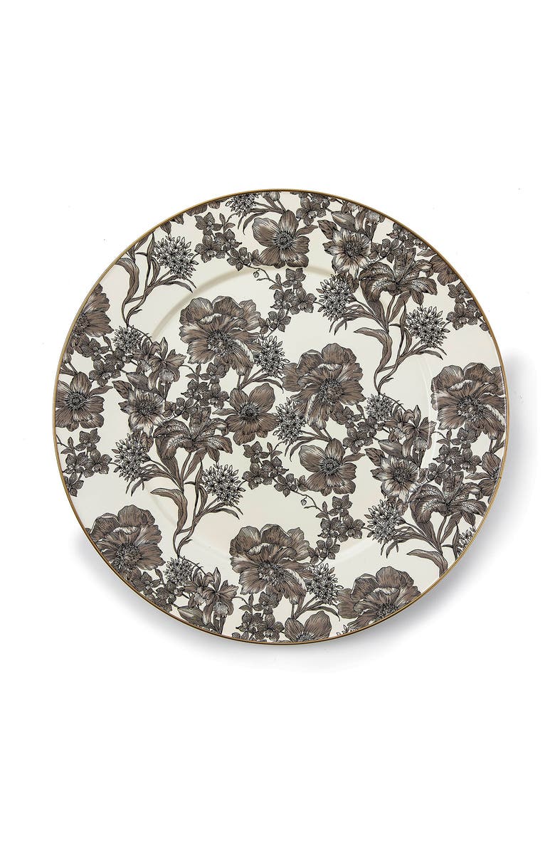 MACKENZIE CHILDS Sterling English Garden Enameled Steel Platter, Main, color, Grey/ White