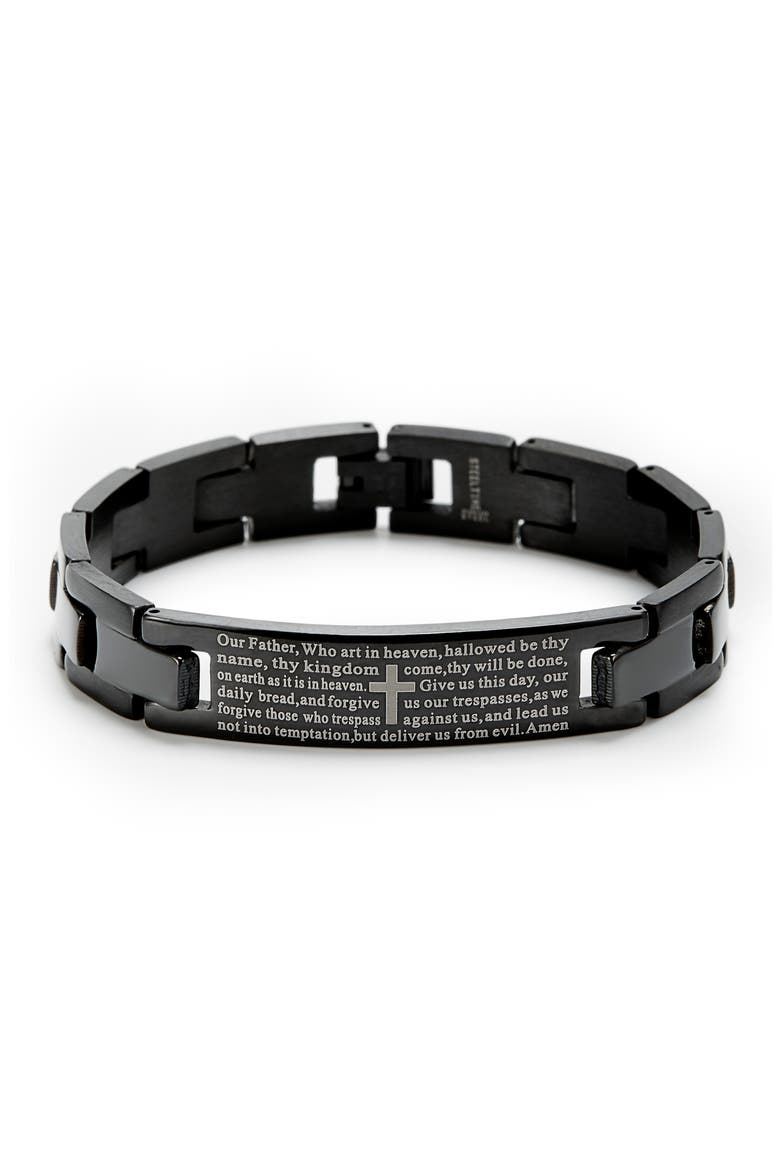 Men's Engravable Lord's Prayer Bracelet., Main, color, BLACK