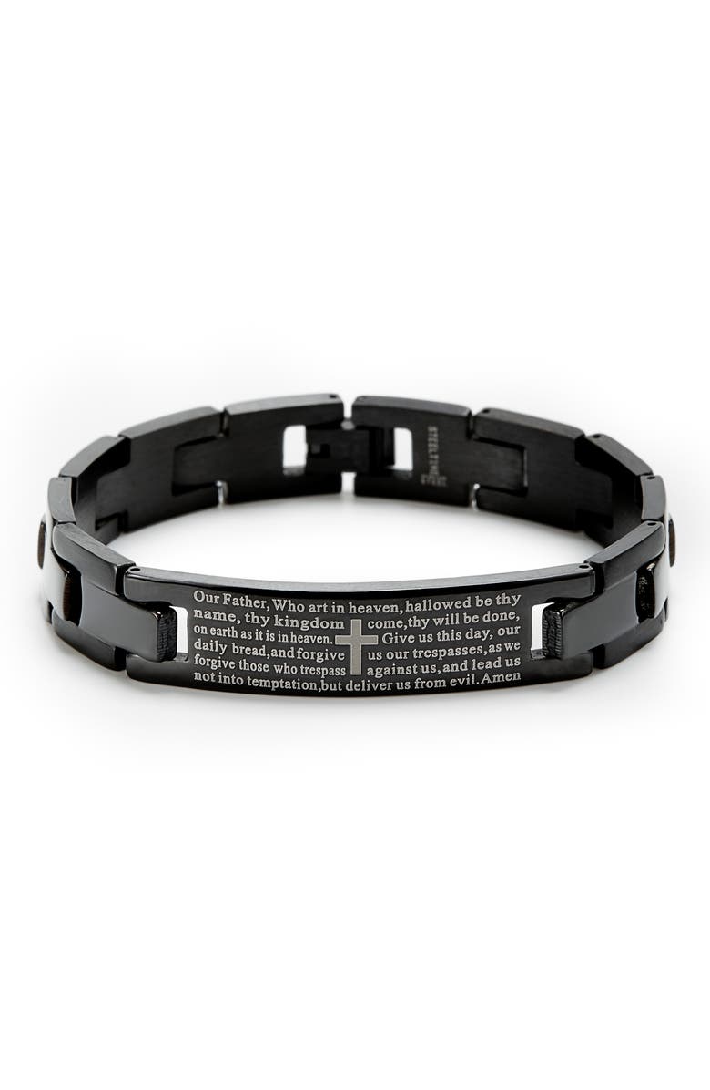 Brook and York Men's Engravable Lord's Prayer Bracelet., Main, color, Black