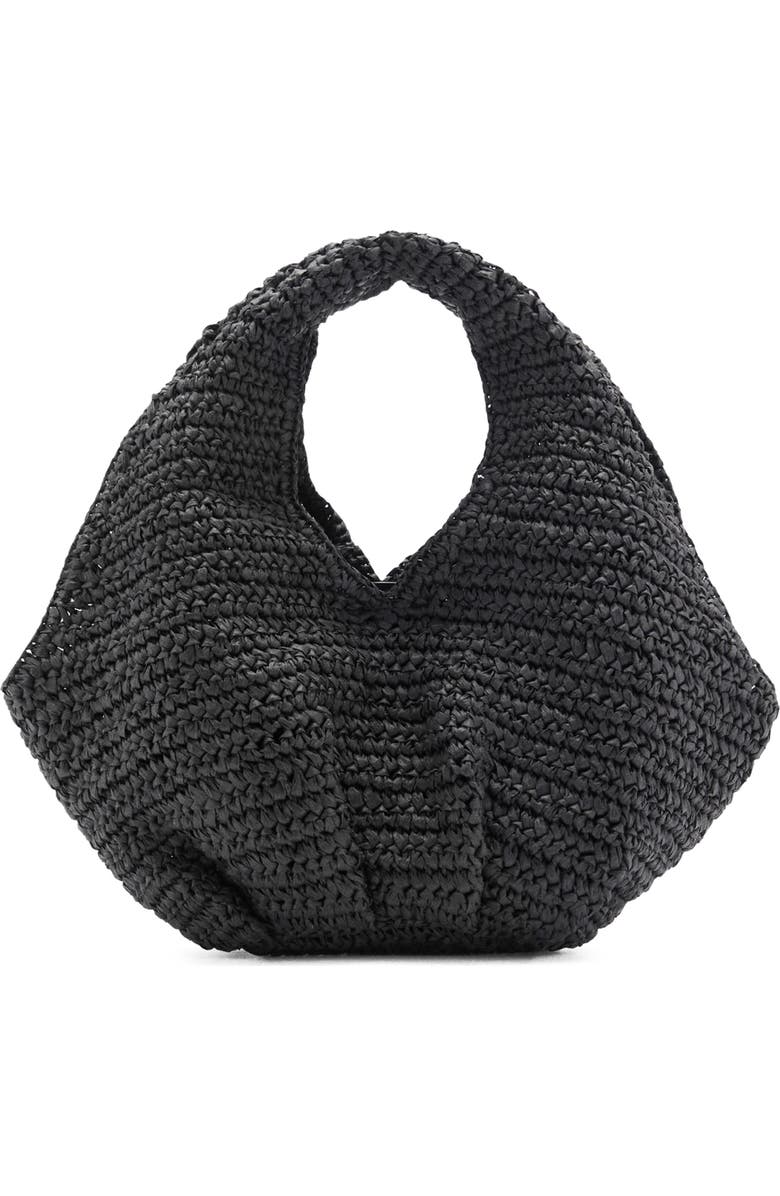 MANGO Braided Straw Handbag, Main, color, Black