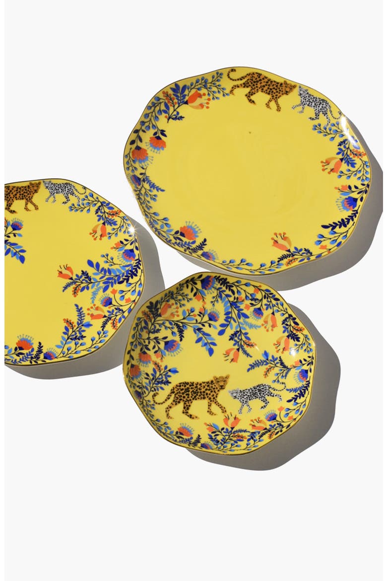 Amazon Rainforest Bone China Plates In Yellow, Set Of Three, Alternate, color, Yellow