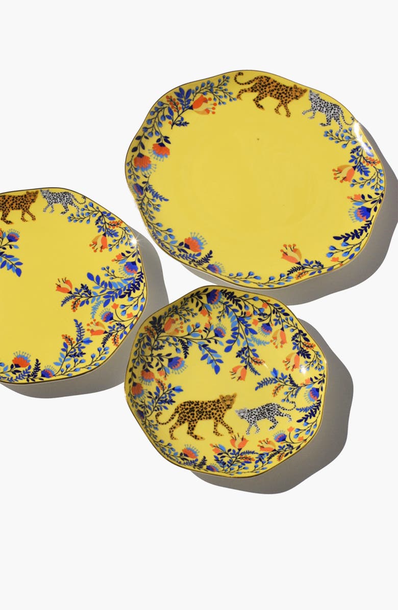 Jessie Zhao New York Amazon Rainforest Bone China Plates In Yellow, Set Of Three, Alternate, color, Yellow
