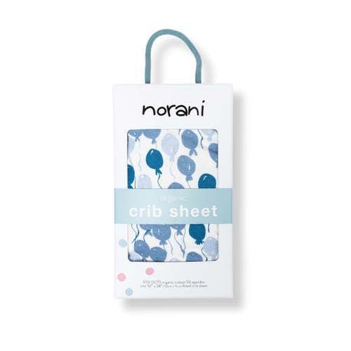 Norani Organic Fitted Crib Sheet In Blue Balloons