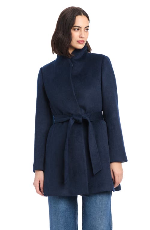 Kate Spade New York High Neck Belted Coat In Blue