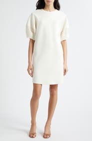 Emporio Armani Vanilla Mixed Media Cotton Blend Double Jersey Dress