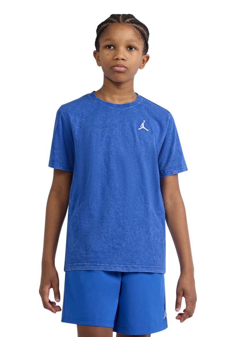Kids' Jumpman Embroidered Cotton T-Shirt, Alternate, color, GAME ROYAL