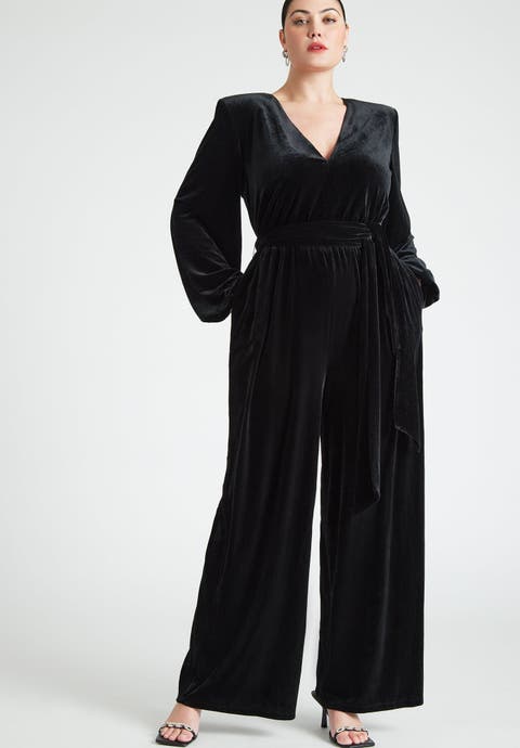 Velvet Wide Leg Jumpsuit (plus)