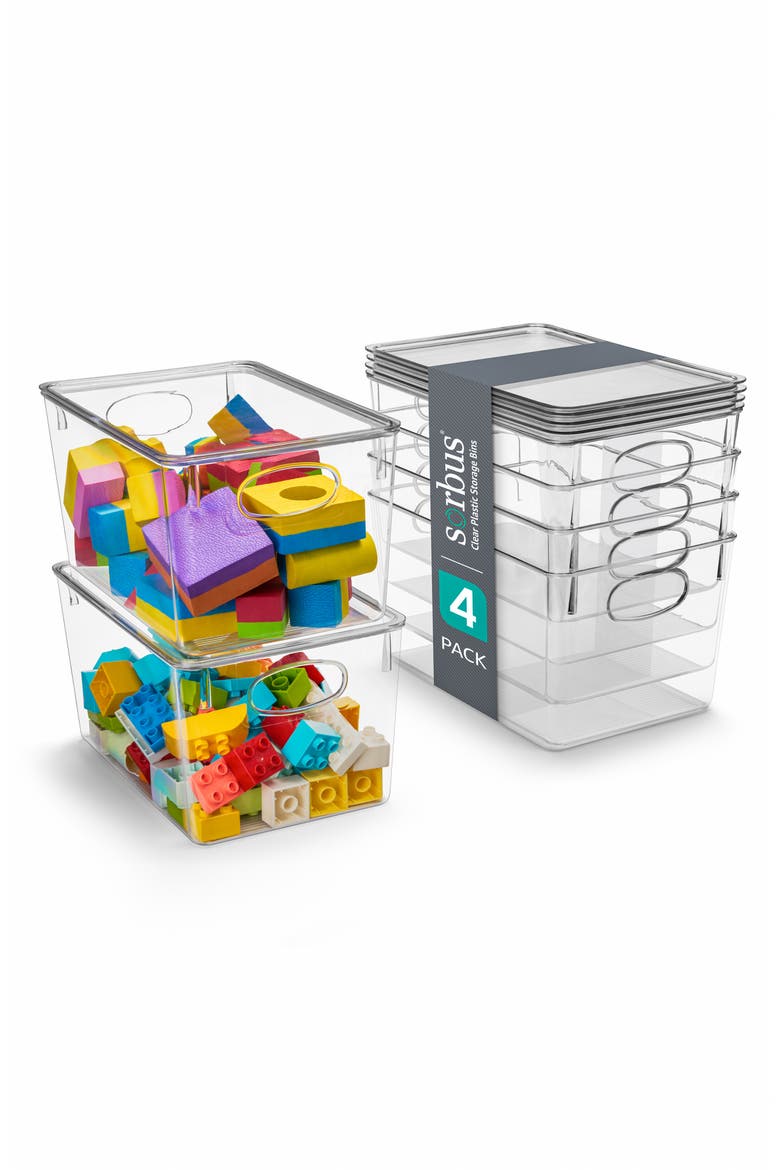 4-Pack Large Toy Organizer Clear Plastic Storage Bins, Main, color, CLEAR