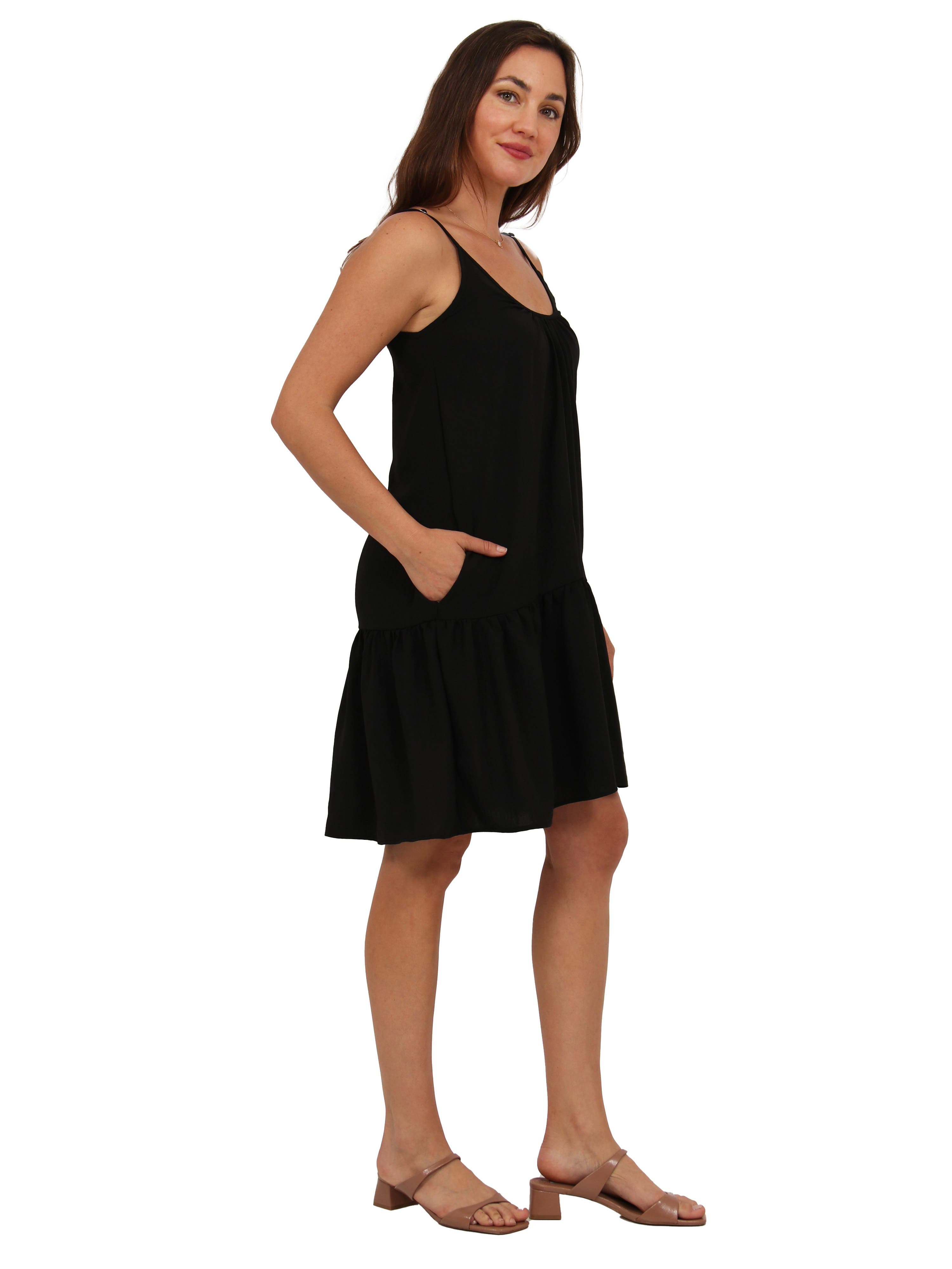 Womens Essential Scoop Neck Spaghetti Strap Pocket A-Line Mini Dress - image 2