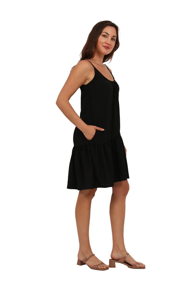 Womens Essential Scoop Neck Spaghetti Strap Pocket A-Line Mini Dress, Alternate, color, Black