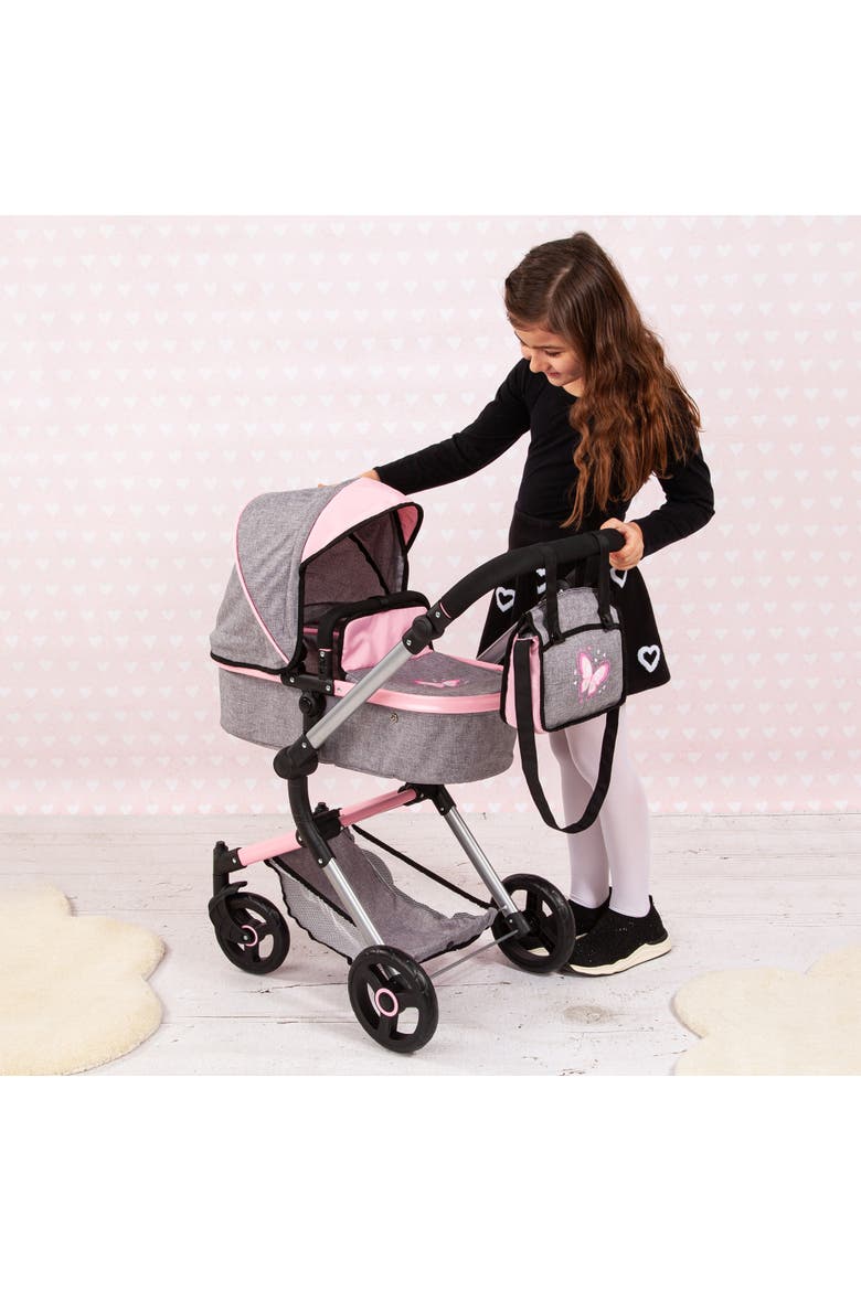City Vario Doll Stroller Gray Pink Butterfly, Converts To Jogger, 20 Inch, Alternate, color, Gray