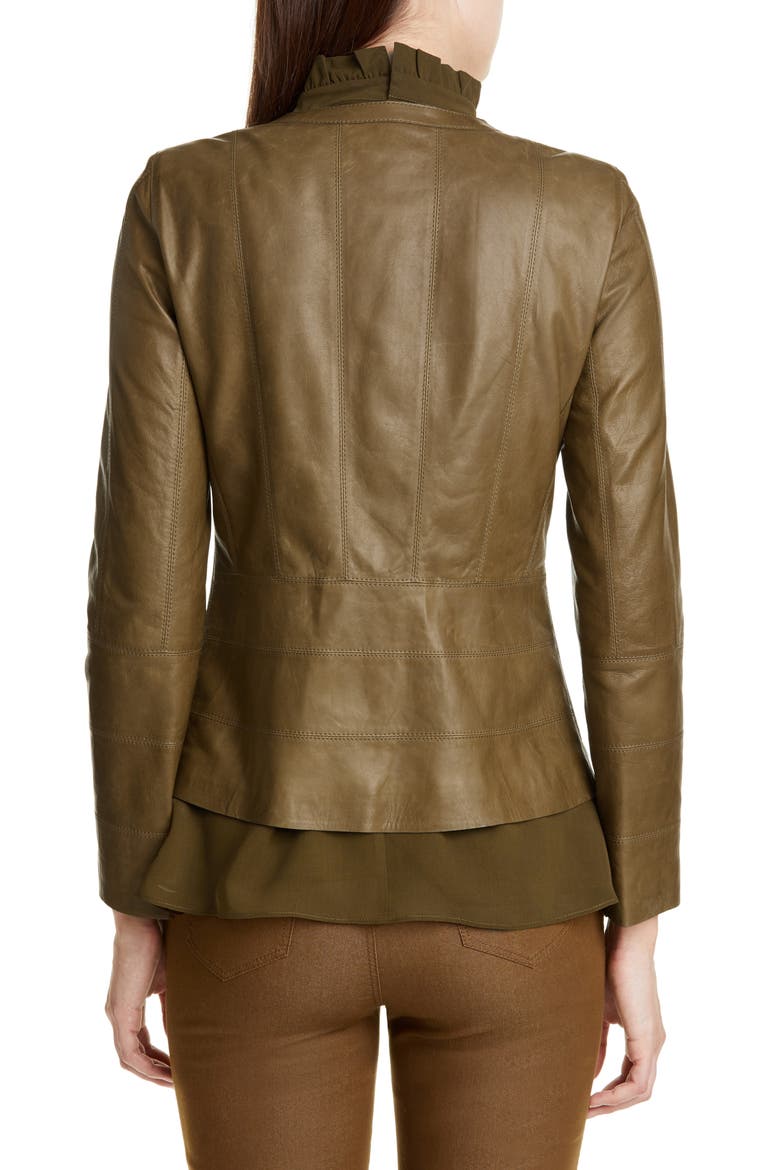Courtney Glazed Lambskin Leather Jacket, Alternate, color, SEQUOIA