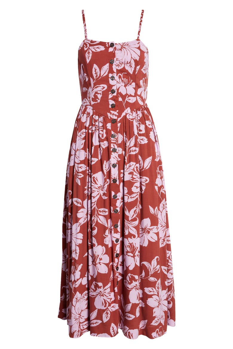 Floral Print Halter Neck Sundress, Alternate, color, WATERMELON COMBO