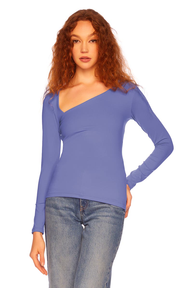 Susana Monaco Diagonal Neck Long Sleeve Top, Alternate, color, Orchid