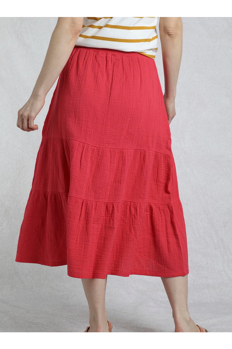Lathika Tiered Midi Cotton Skirt, Alternate, color, Crimson