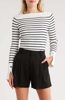 A.L.C. Anya Stripe Rib Boat Neck Sweater