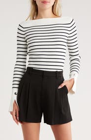 A.L.C. Anya Stripe Rib Boat Neck Sweater