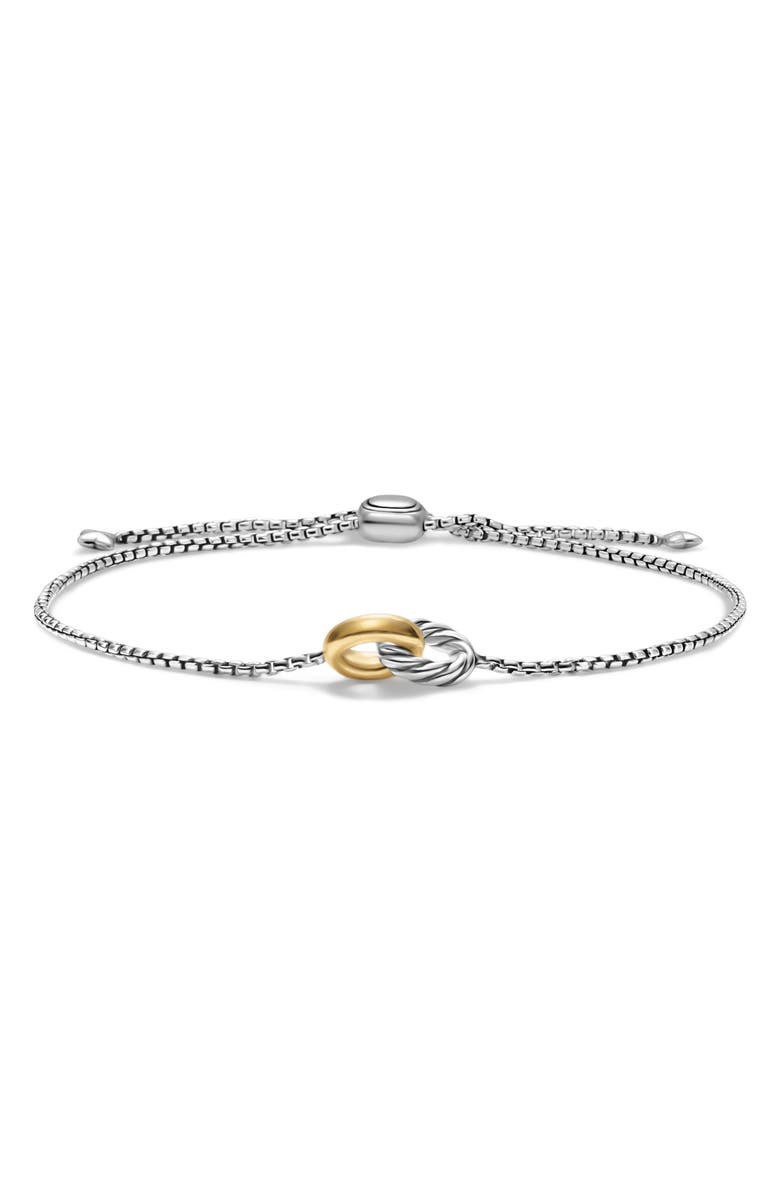 David Yurman Petite Cable Linked Hoop Bracelet, Main, color, Sterling Silver/ Gold