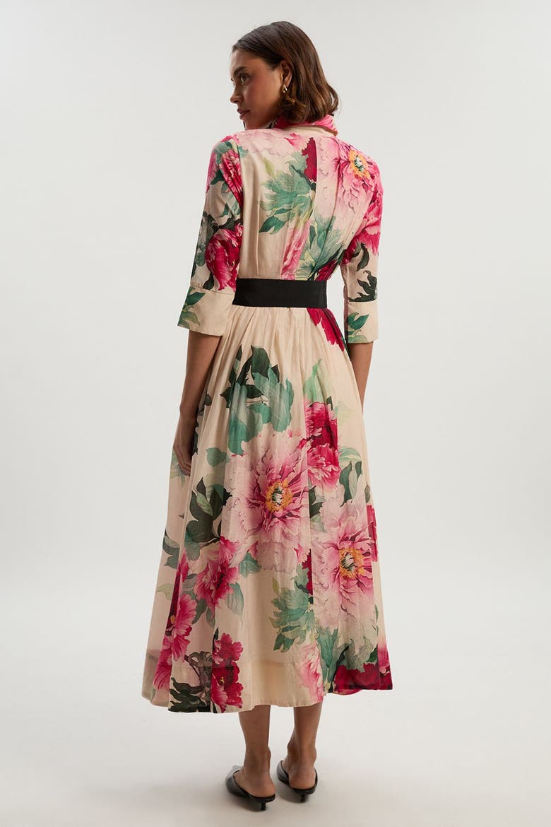 Floral Woven Belted Maxi Shirt Dress, Alternate, color, Floral