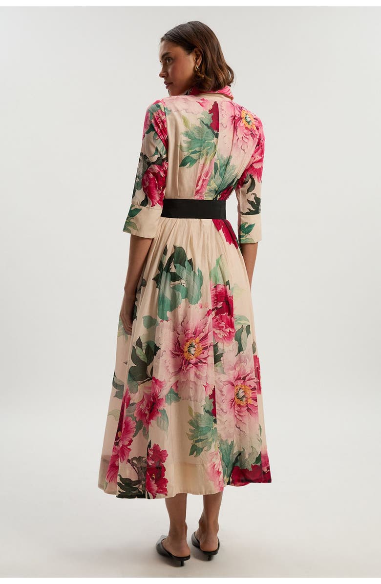 Karen Millen Floral Woven Belted Maxi Shirt Dress, Alternate, color, Floral