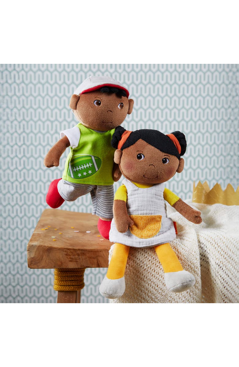 HABA Soft Doll Mason - 11.5" Plush Baby Boy Toy with Black Hair for Ages 6 Months and Up, First Doll Gift for Kids, Machine Washable, Alternate, color, Multi