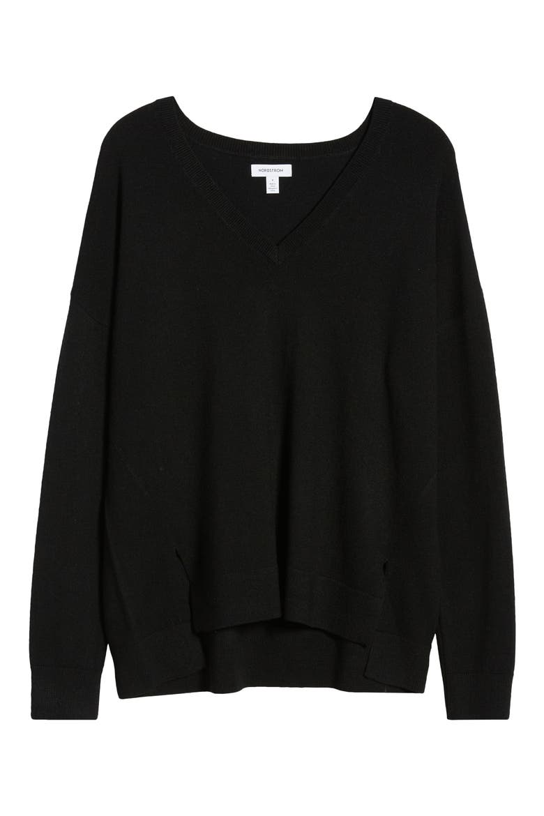 Everyday V-Neck Sweater, Alternate, color, BLACK