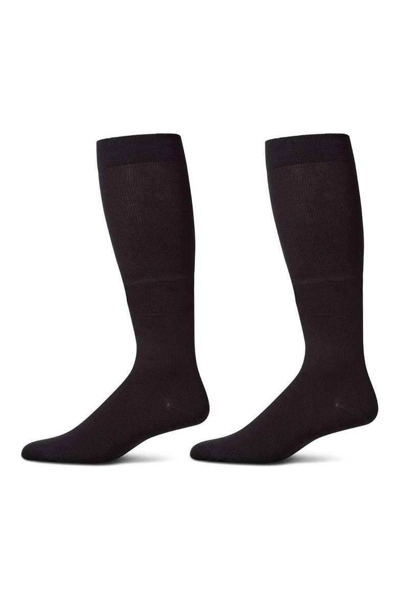 2-Pack Graduated Compression Cotton Blend Crew Socks, Alternate, color, BLACK-BLACK