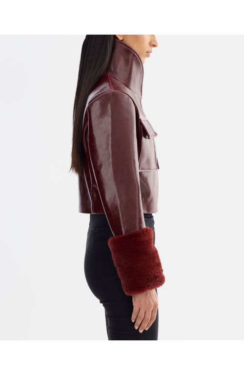 Lamarque Hedda Cropped Faux Leather Jacket In Burgundy