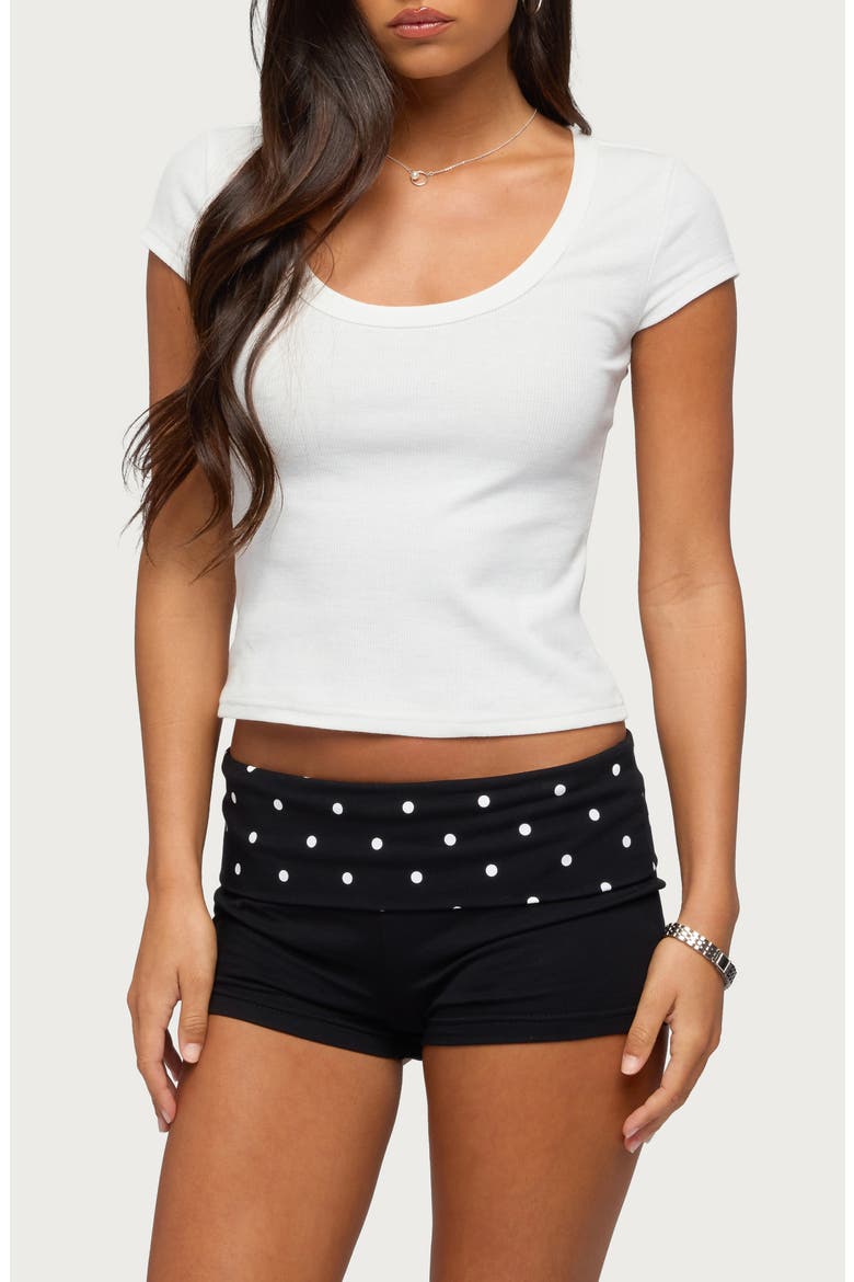 Pamela Scoop Neck Rib T-Shirt, Main, color, CREAM