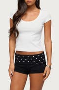 EDIKTED Pamela Scoop Neck Rib T-Shirt