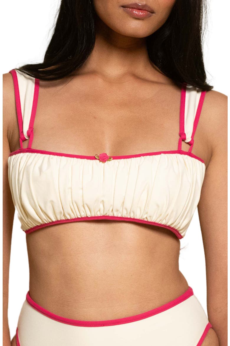 Victoria Bikini Top, Main, color, CREAM RASPBERRY BINDED
