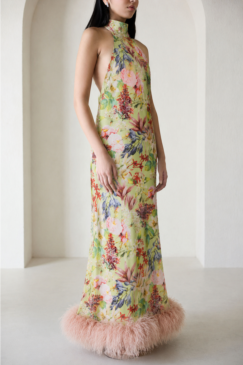 Maliya Feather Dress in Eden Tapestry, Alternate, color, Eden Tapestry