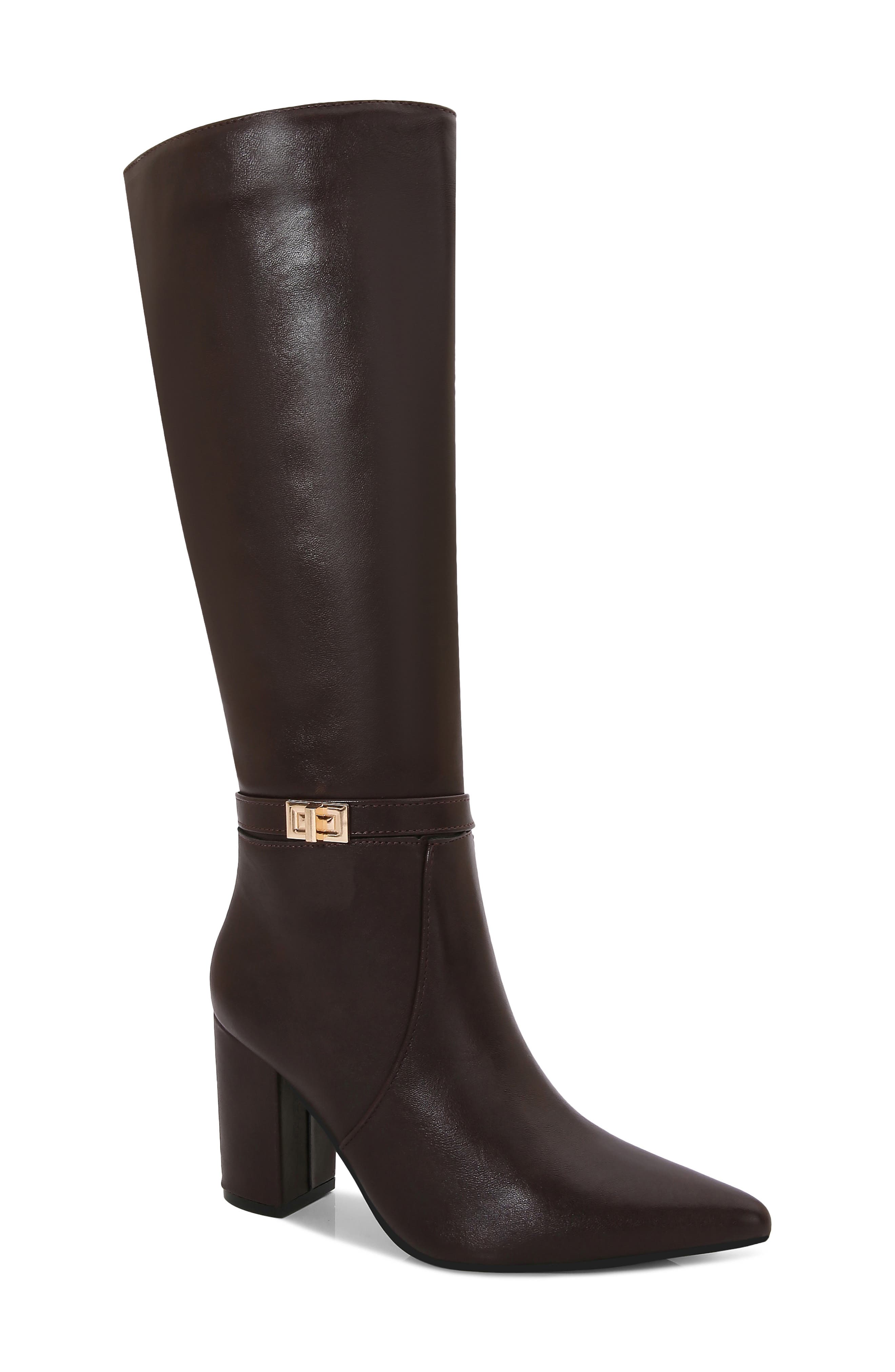 Arkady Block Heel Riding Boot, Main, color, BROWN