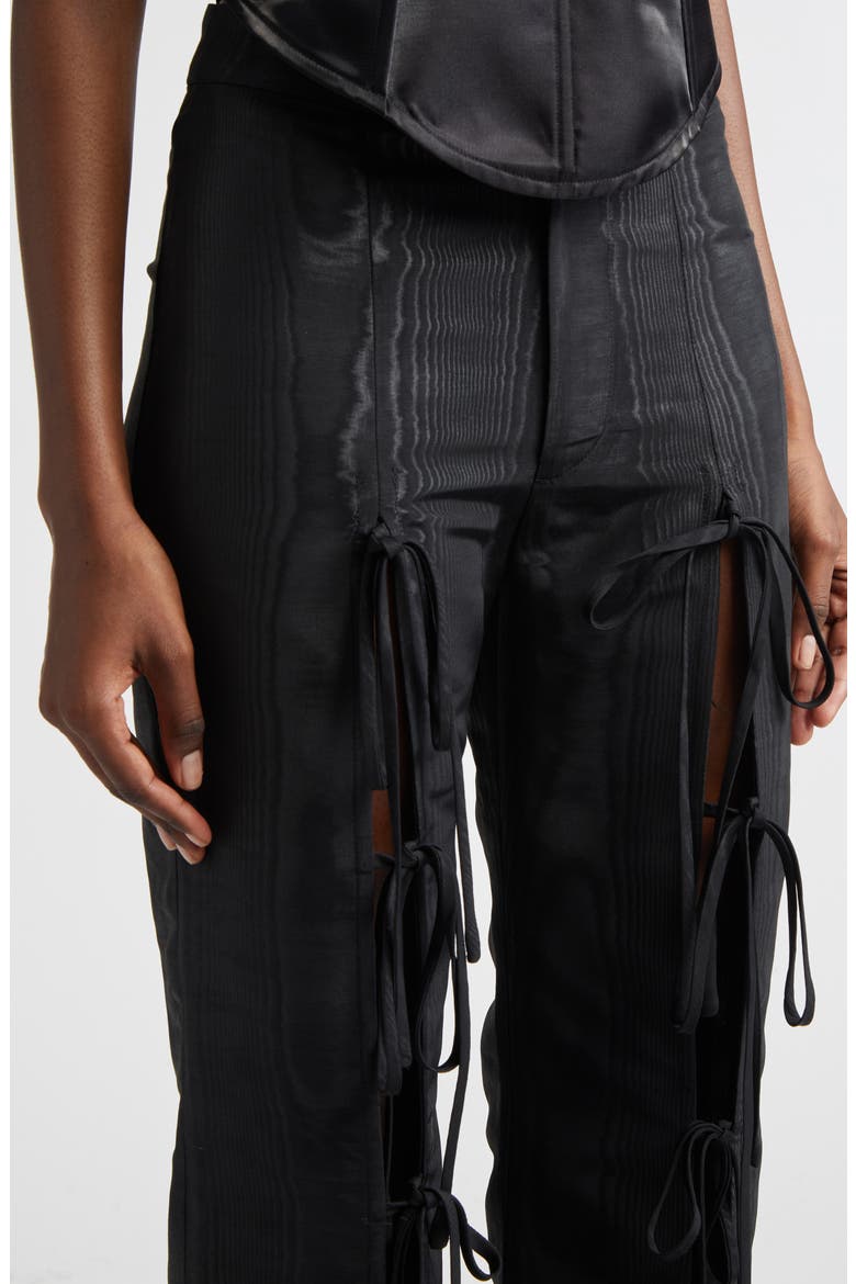 Colton Moiré Tie Leg Flare Pants, Alternate, color, BLACK