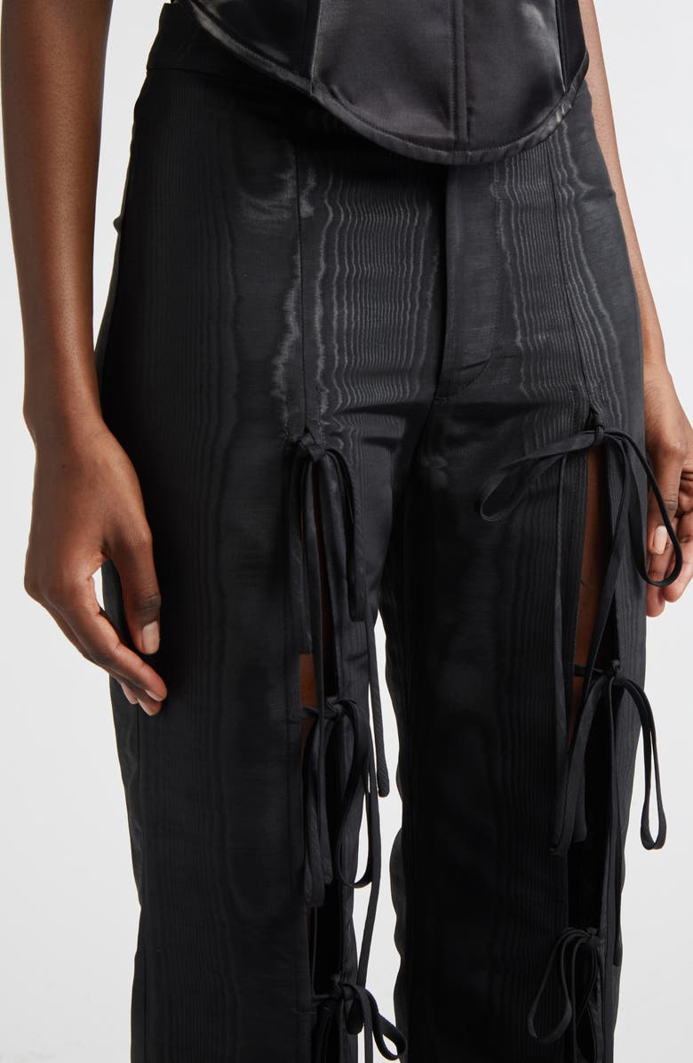 KIM SHUI Colton Moiré Tie Leg Flare Pants, Alternate, color, Black