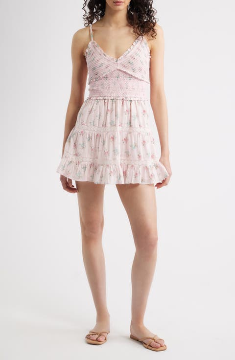 Lizzy Floral Smock Bodice Cotton Minidress
