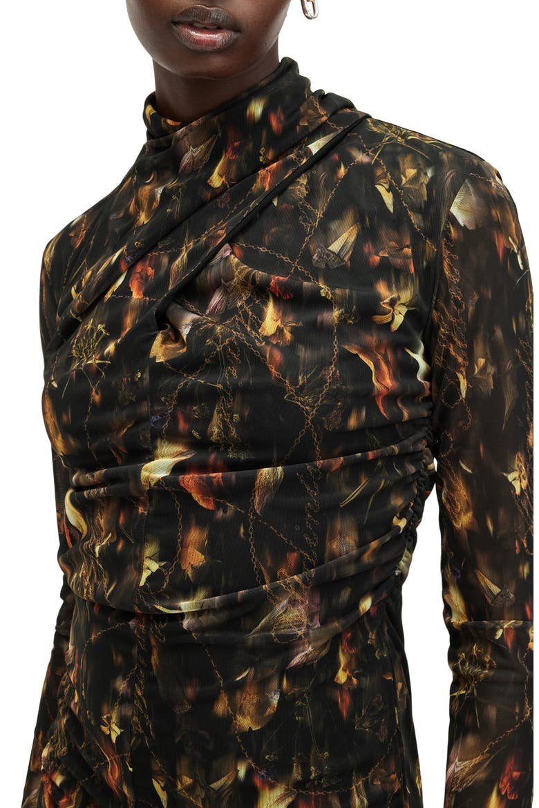 Tia Long Sleeve Mesh Dress, Alternate, color, KATERI HAZEL BROWN