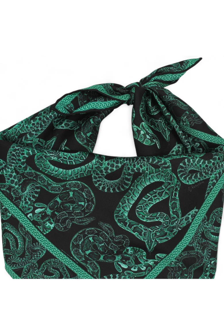 Silk Serpent Noir Scarf, Alternate, color, Forest Green