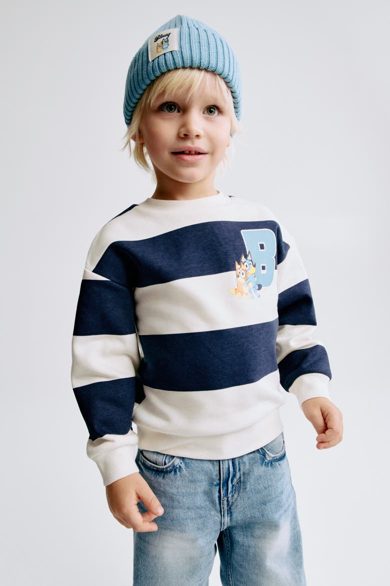 Oversized Printed Sweatshirt, Alternate, color, Navy blue/Bluey