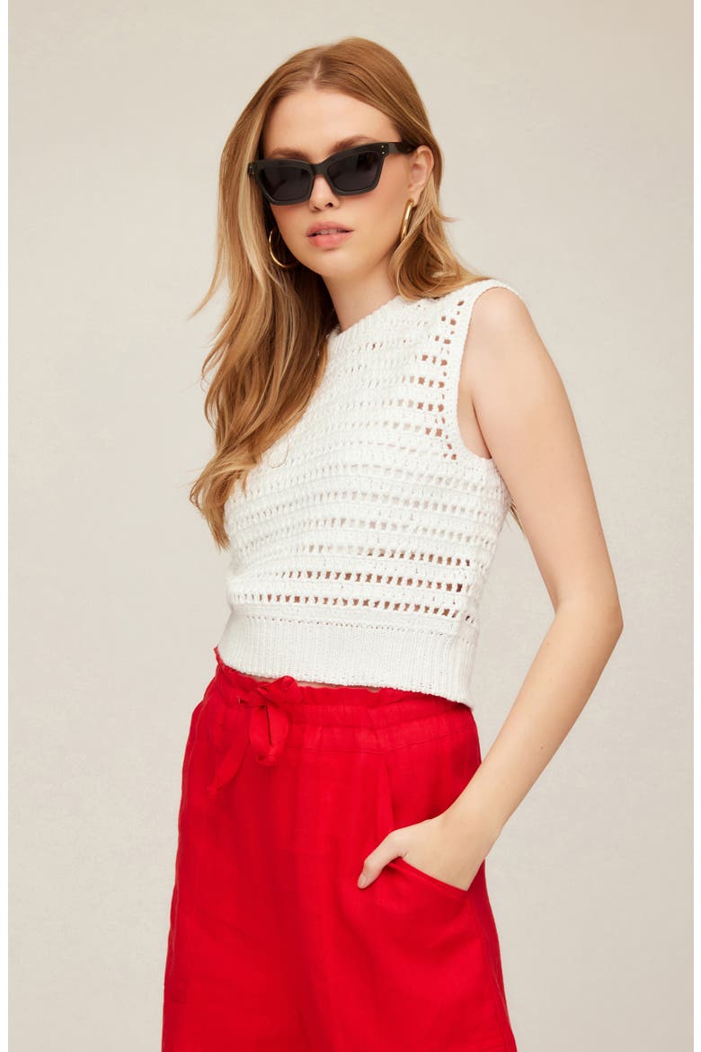 Tara Open Knit Vest, Alternate, color, OFF WHITE